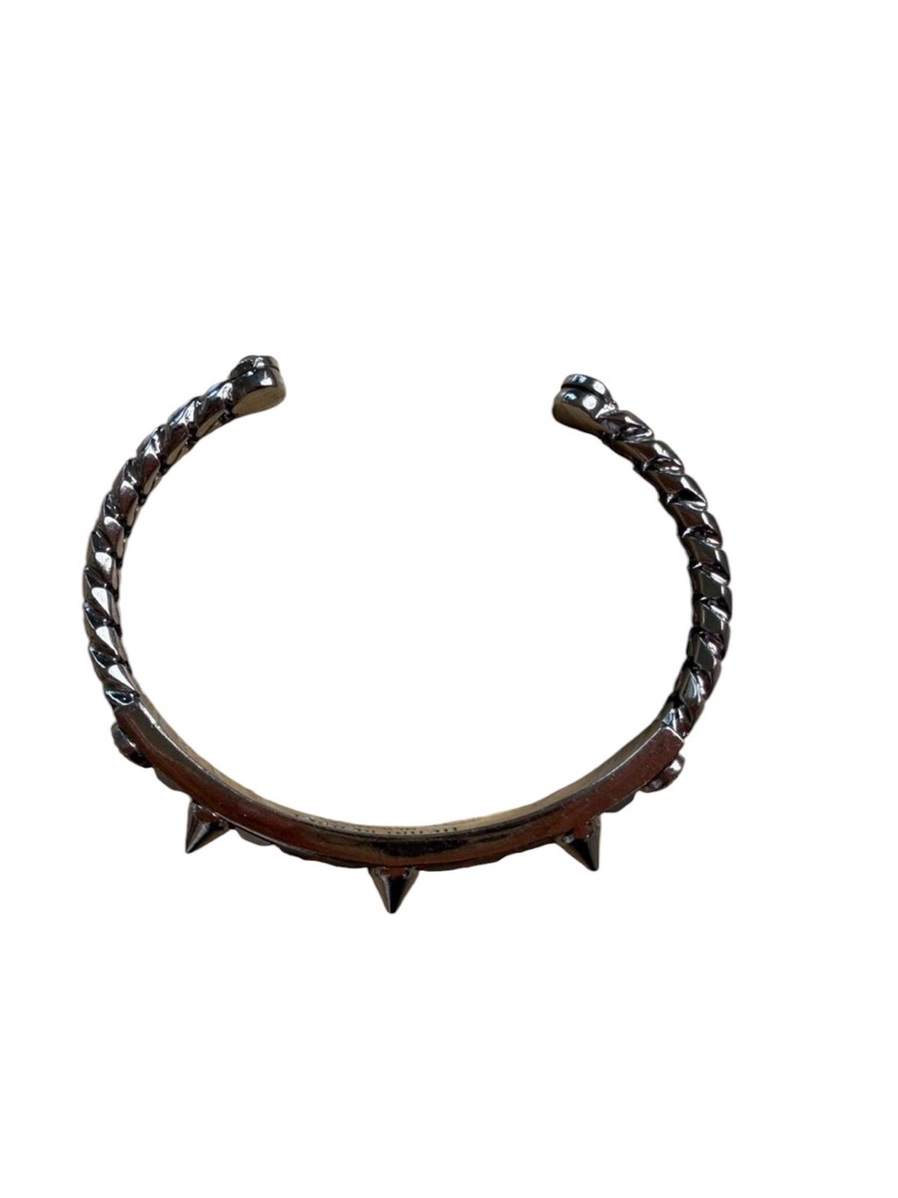 Henri Bendel New York Spiked Cuff Bracelet | Dark Silver-Tone Statement Bangle - Picture 5 of 6